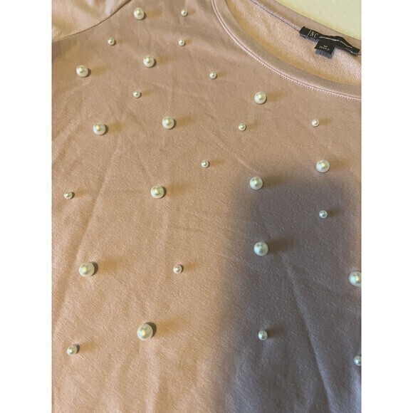 INC Light Pink Pullover Sweater with Imitation Pearl Accents women-Size Medium - Picture 4 of 5
